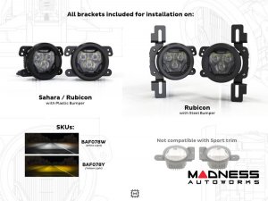 Jeep Wrangler JL LED Fog Light Kit - 4Banger Series - Morimoto - NCS/Wide/Yellow Jeep Wrangler JL LED Fog Light Kit - 4Banger Series - Morimoto - NCS/Wide/Yellow